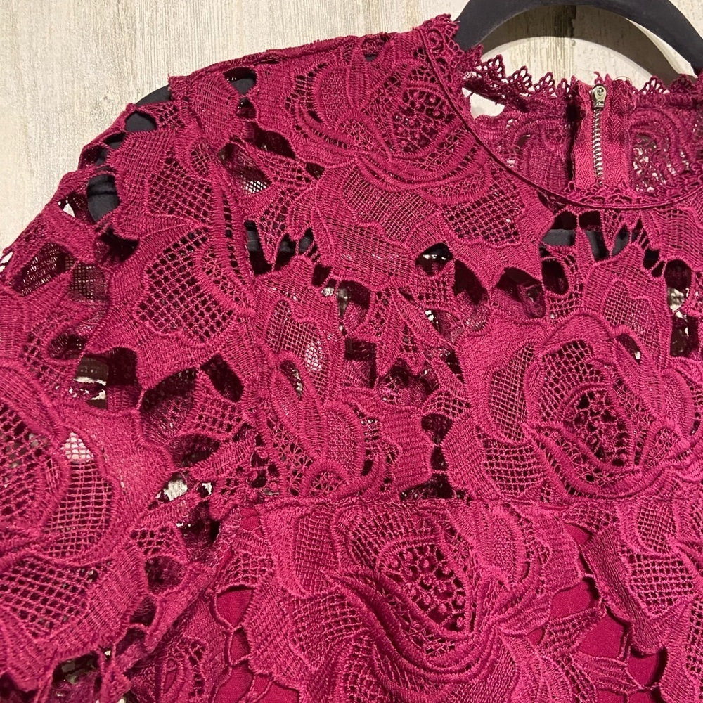 Lulus A Fine Romance Magenta Lace Sheath Mini Dress Medium - Picture 4 of 13